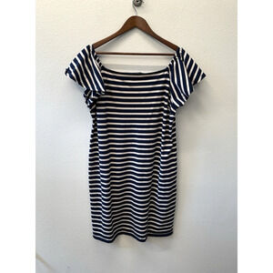 Ralph Lauren LRL Dress Womens Size XL Blue White Stripe Knit Coastal Preppy